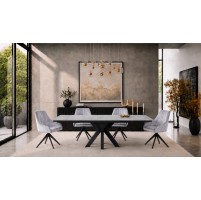 ANTONIO Ceramic Argento Grey Matt Extending Dining Table Set with 4 Chairs (120/150/180cm)