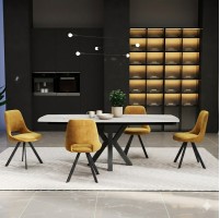 THEO Ceramic Argento Grey Matt Extending Dining Table Set with 4 Chairs (120/180cm)