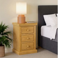 Chunky Pine 3 Drawer Bedside Cabinet