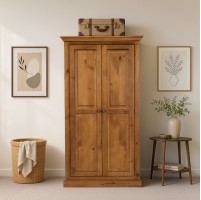Country Pine Full Hanging Double Wardrobe