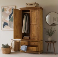 Country Pine Gents Double Wardrobe