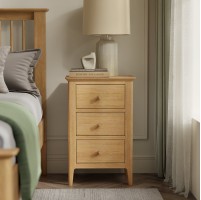 Danbury Oak 3 Drawer Bedside Cabinet