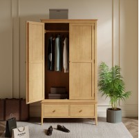 Danbury Oak Double Wardrobe with Drawer