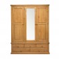 Chunky Pine Triple Wardrobe with Mirror