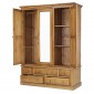 Country Pine Triple Wardrobe with Drawers