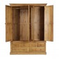 Country Pine Triple Wardrobe with Drawers