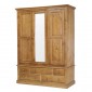 Country Pine Triple Wardrobe with Drawers