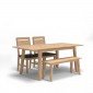 Parquet Oak Extended Dining Table and 2 Benches