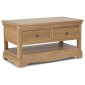 Loraine Natural Oak Living & Dining Coffee Table With  2 Drawers