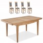 Loraine Natural Oak Living & Dining Ext Dining Table 150/200cm and 4 Chairs