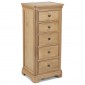 Loraine Natural Oak Bedroom 5 Drawer Tall Chest