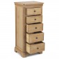 Loraine Natural Oak Bedroom 5 Drawer Tall Chest