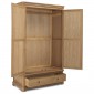 Loraine Natural Oak Bedroom Double Wardrobe With Drawer