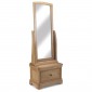 Loraine Natural Oak Bedroom Sleigh Cheval Mirror With Drawer