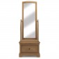 Loraine Natural Oak Bedroom Sleigh Cheval Mirror With Drawer