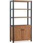 Industrial Acacia Tall Bookcase With Doors