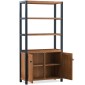 Industrial Acacia Tall Bookcase With Doors
