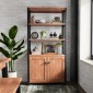 Industrial Acacia Tall Bookcase With Doors
