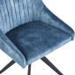 HUGO S Velvet Blue Dining Chair With Swivel Black Legs