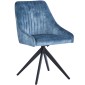 HUGO S Velvet Blue Dining Chair With Swivel Black Legs