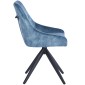 HUGO S Velvet Blue Dining Chair With Swivel Black Legs