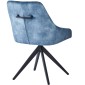 HUGO S Velvet Blue Dining Chair With Swivel Black Legs