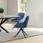 HUGO S Velvet Blue Dining Chair With Swivel Black Legs