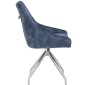HUGO S Velvet Blue Dining Chair With Swivel SSS Legs