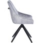 HUGO S Velvet Light Grey Dining Chair With Swivel Black Legs