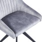 HUGO S Velvet Light Grey Dining Chair With Swivel Black Legs