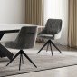 HUGO S Velvet Light Grey Dining Chair With Swivel Black Legs