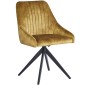 HUGO S Velvet Mustard Dining Chair With Swivel Black Legs