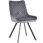 JAGER N Velvet Light Grey Dining Chair With Black Legs
