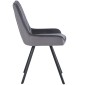 JAGER N Velvet Light Grey Dining Chair With Black Legs