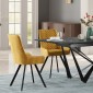 JAGER N Velvet Mustard Dining Chair With Black Legs