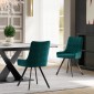 JAGER N Velvet Torquiose Dining Chair With Black Legs