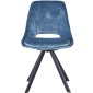 KASPER S Velvet Blue Dining Chair With Swivel Black Legs