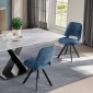 KASPER S Velvet Blue Dining Chair With Swivel Black Legs