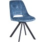 KASPER S Velvet Blue Dining Chair With Swivel Black Legs
