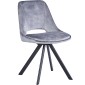 KASPER S Velvet Light Grey Dining Chair With Swivel Black Legs