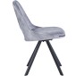 KASPER S Velvet Light Grey Dining Chair With Swivel Black Legs