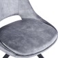 KASPER S Velvet Light Grey Dining Chair With Swivel Black Legs