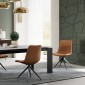 VALI S Pu Brown Dining Chair With Swivel Black Legs