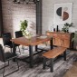 Industrial Acacia Dining Table and 2 Chairs and 1 Bench