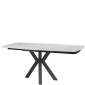 THEO Ceramic Pearla Grey Gloss Extending Dining Table Set With 6 Chairs (120/180cm)