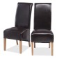 Cuba Oak Bonded Leather Dining Chairs Brown