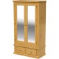 Chunky Pine Double Wardrobe with Mirrors
